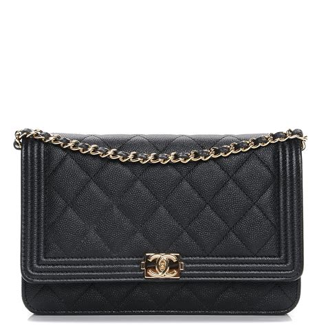 chanel woc caviar black|CHANEL Caviar Quilted Boy Wallet On Chain WOC Black.